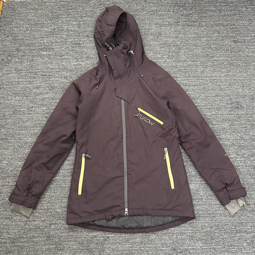 Flylow Jacket Women Small Purple Hood Full Zip Ski Snow Board Racing 2 Layer